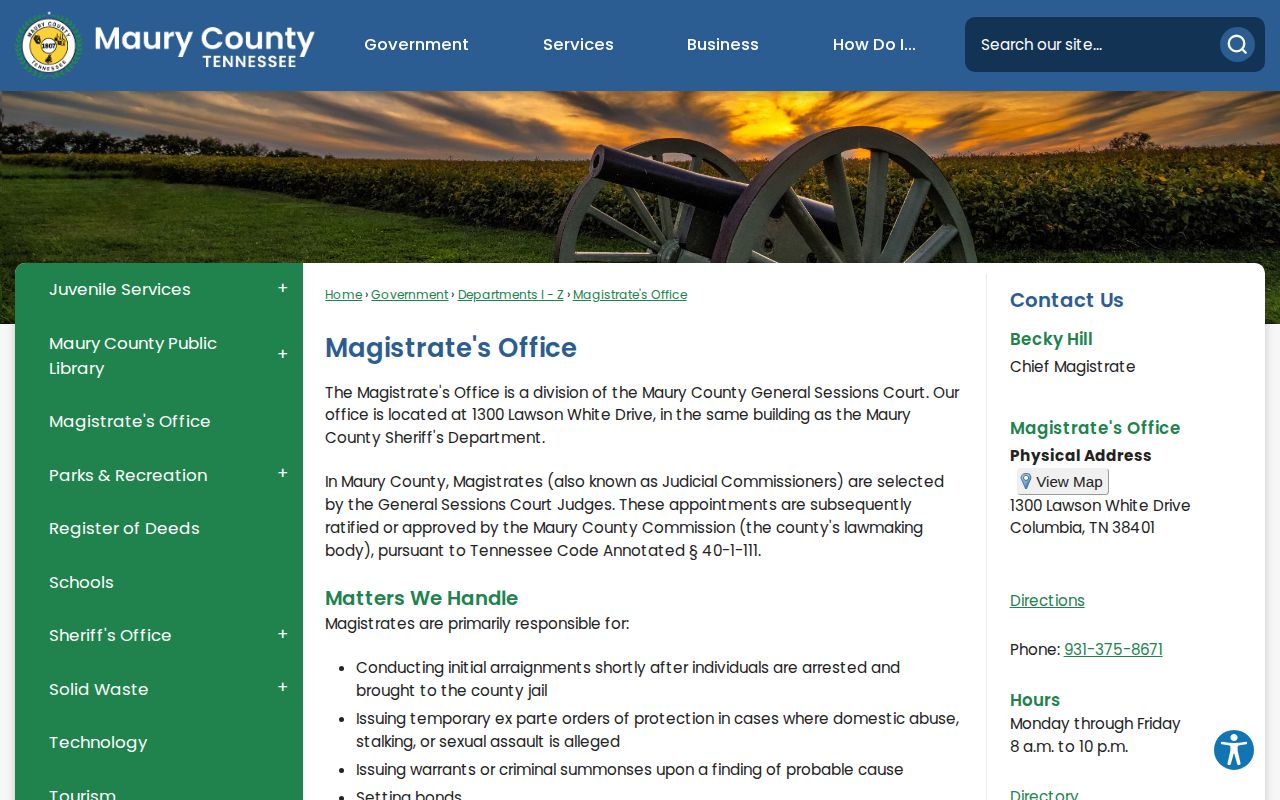 Maury County Magistrates warrant and bond record process